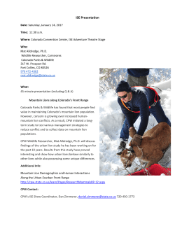 ISE Presentation - Colorado Parks and Wildlife