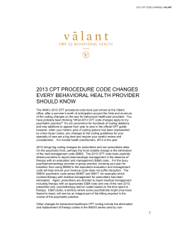 2013 cpt procedure code changes every behavioral health