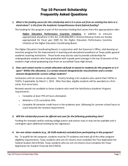 Top 10 Percent Scholarship Frequently Asked Questions