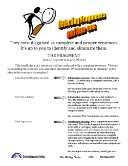 Detecting Fragments and Runons