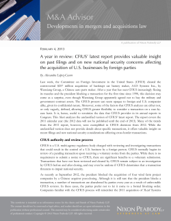 CFIUS` latest report provides valuable insight on past filings and on