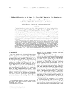 Subinertial Dynamics on the Inner New Jersey Shelf during the