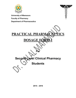 PRACTICAL PHARMACEUTICS DOSAGE FORM-I