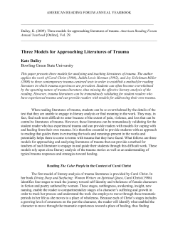 Three Models for Approaching Literatures of Trauma