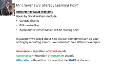 Mr Crawshaw`s Literacy Learning Point