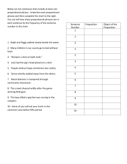 Below are ten sentences that include at least one prepositional