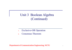 Unit 3 Boolean Algebra (Continued)