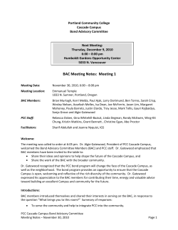 Cascade BAC Meeting Notes #1 – Nov 30, 2010