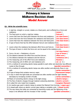 Primary 6 Science Midterm Revision sheet Model Answer