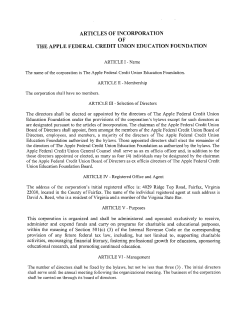 ARTICLES OF INCORPORATION OF THE APPLE PEDERAL