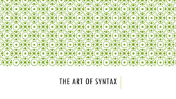The Art of Syntax
