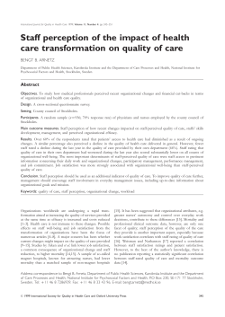 Staff perception of the impact of health care