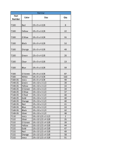 Part Number Color Size Qty T100 Red 19 x 9 x 4