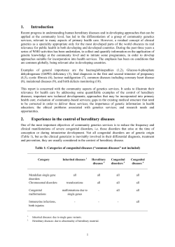 community approaches to the control of hereditary diseases