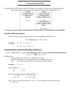 Factoring Quadratic Trinomials