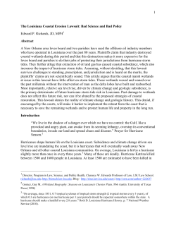 The Louisiana Coastal Erosion Lawsuit: Bad Science and Bad Policy