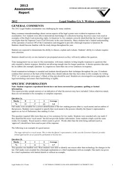 2012 Legal Studies examination assessment report