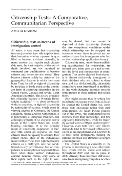 Citizenship Tests: A Comparative, Communitarian Perspective