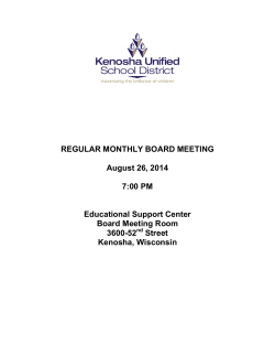 REGULAR MONTHLY BOARD MEETING August 26, 2014 7:00 PM