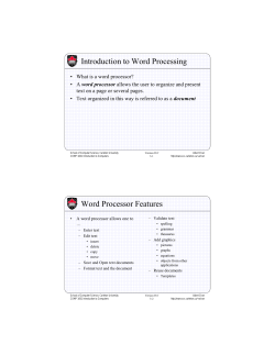 Introduction to Word Processing Word Processor Features