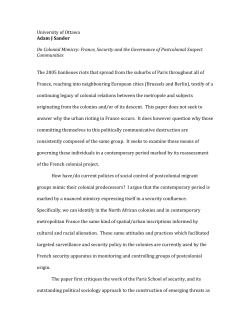 On Colonial Mimicry: France, Security and the Governance of