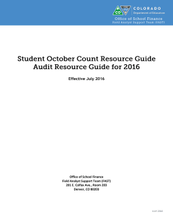 Student October Count Audit Resource Guide for 2016