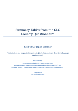 Summary Tables from the GLC Country Questionnaire