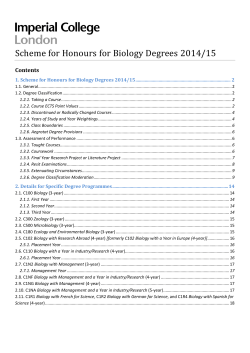 Scheme for Honours for Biology Degrees 2014/15