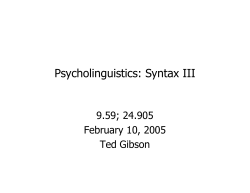 Psycholinguistics: Syntax III