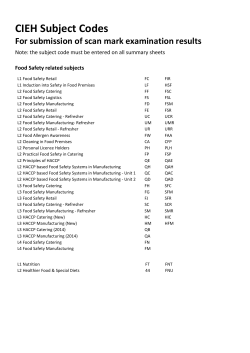 CIEH Subject Codes For submission of scan mark examination results