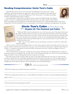 Reading Comprehension: Uncle Tom`s Cabin