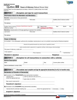 Power of Attorney (Natural Person Only)