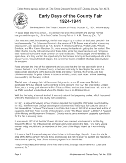 Early Days of the County Fair 1924-1941