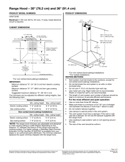 Range Hood &ndash; 30" (76.2 cm) and 36" (91.4 cm)