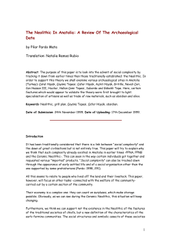 The Neolithic In Anatolia: A Review Of The Archaeological Data