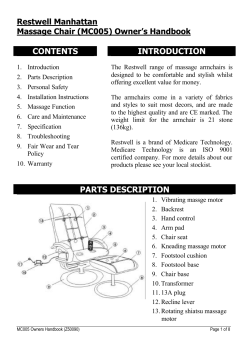 Manhattan Massage Chair User Manual (MC005)