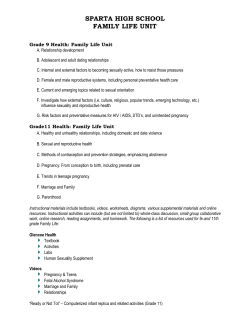 SPARTA HIGH SCHOOL FAMILY LIFE UNIT