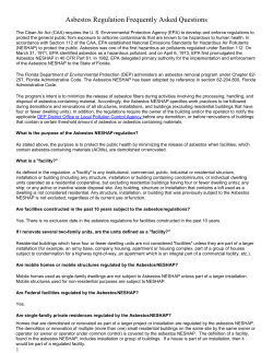 Asbestos Regulation Frequently Asked Questions