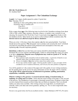 Paper Assignment 1: The Columbian Exchange