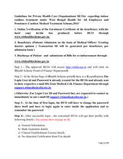 guideline for hco - West Bengal Health Scheme