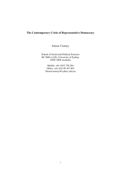 The Contemporary Crisis of Representative Democracy