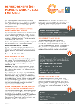 DEFINED BENEFIT (DB) MEMBERS WORKING LESS FACT SHEET