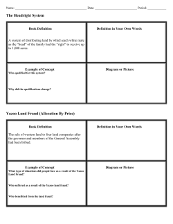 The Headright System Yazoo Land Fraud (Allocation By Price)
