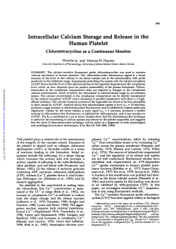Intracellular Calcium Storage and Release in the Human Platelet