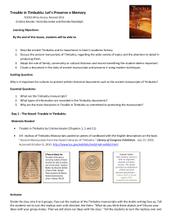 Trouble in Timbuktu: Let`s Preserve a Memory