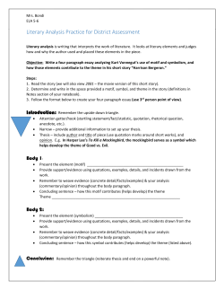 Literary Analysis Practice for District Assessment