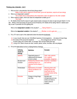 Thinking Like a Scientist &ndash; Unit 1 1. What are the 4 characteristics