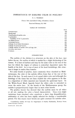 INHERITANCE OF EARLOBE COLOR IN POULTRY1 The