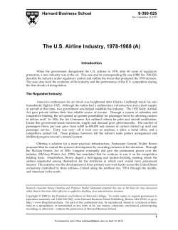 The US Airline Industry, 1978-1988