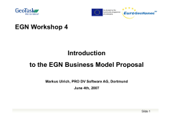 EGN Workshop 4 Introduction to the EGN Business Model Proposal